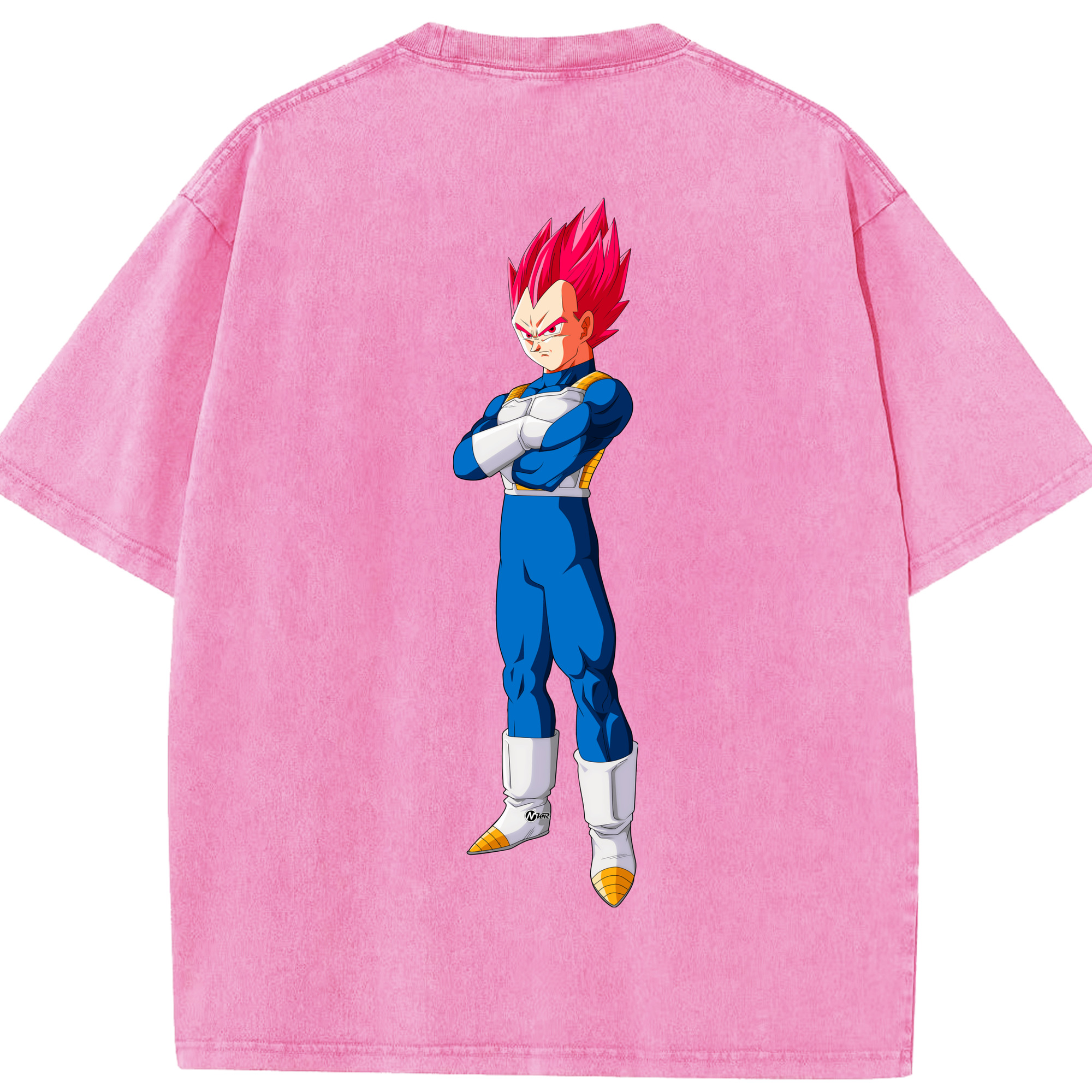 （画像用） ドラゴンボール ベジータ四世（Bejīta Yonsei）DRAGON BALL Vegeta IV 綿100% ヴィンテージ風 半袖Tシャツ（背面プリント）